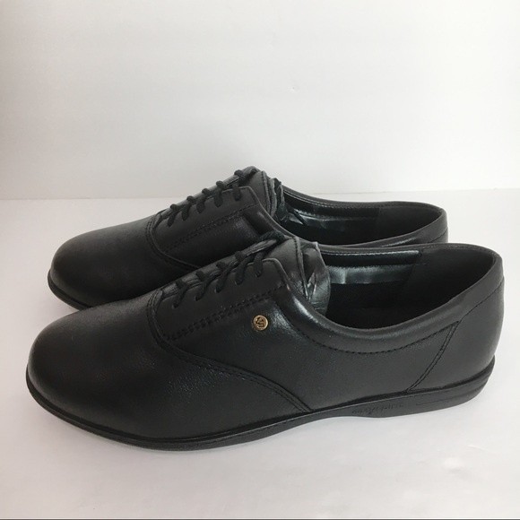 7.5WW 7.5 EXTRA WIDE Easy Spirit Motion Black Leather Comfort Oxfords Sneakers - Picture 5 of 10